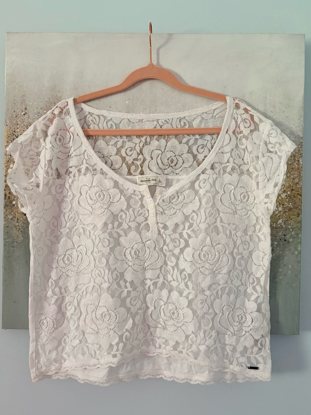 Abercrombie & Fitch White Floral Lace Short Sleeve Top (NWOT)